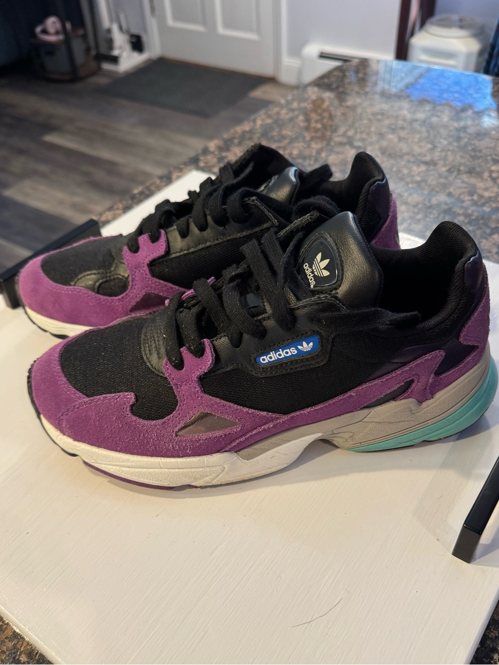 Womens Adidas sneakers - Black, Purple & Teal Accent